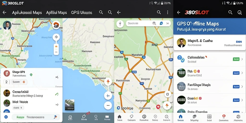 Antarmuka aplikasi GPS Offline Maps 380SLOT yang user-friendly.