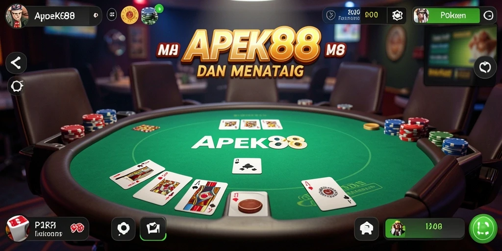 Tampilan antarmuka APEK88 yang menarik dengan fitur poker lengkap.