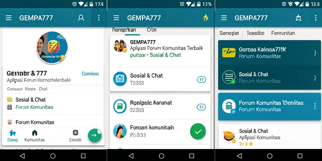 Antarmuka aplikasi Forum Komunitas GEMPA777 yang user-friendly.