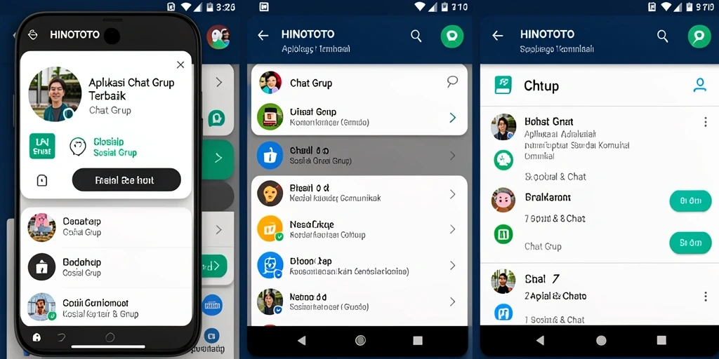 Tampilan antarmuka pengguna HINOTOTO yang menarik untuk Chat Grup.