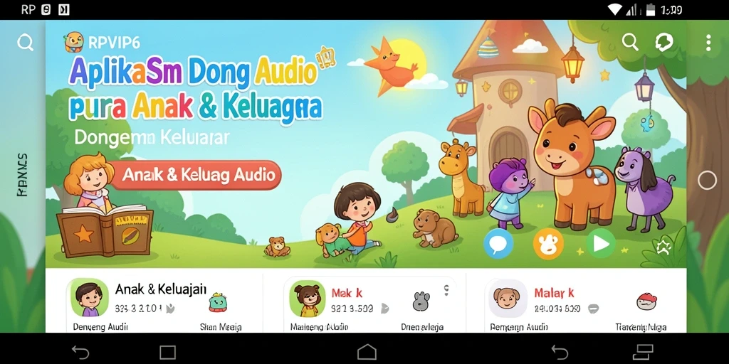 Antarmuka intuitif dan menarik dari aplikasi Dongeng Audio.