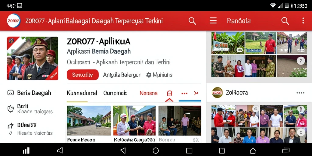 Antarmuka ZORO77 menampilkan berita daerah terkini dengan jelas.